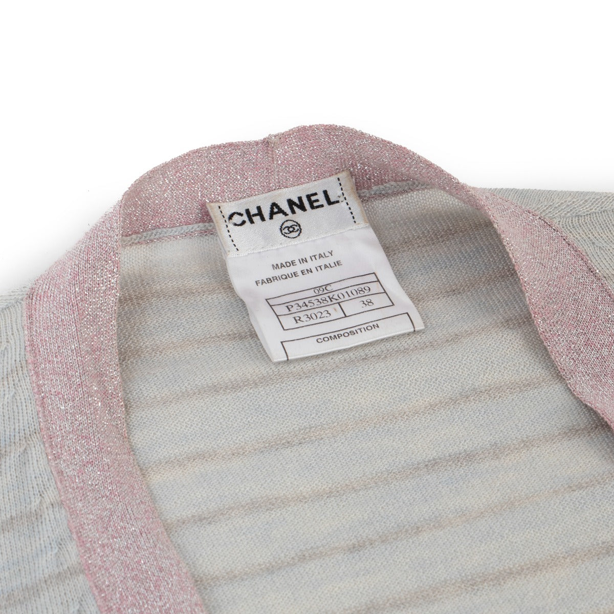 Chanel Croisière 2009 Twinset Cardigan/Haut en Maille Cachemire Bleu Clair - Taille FR38
