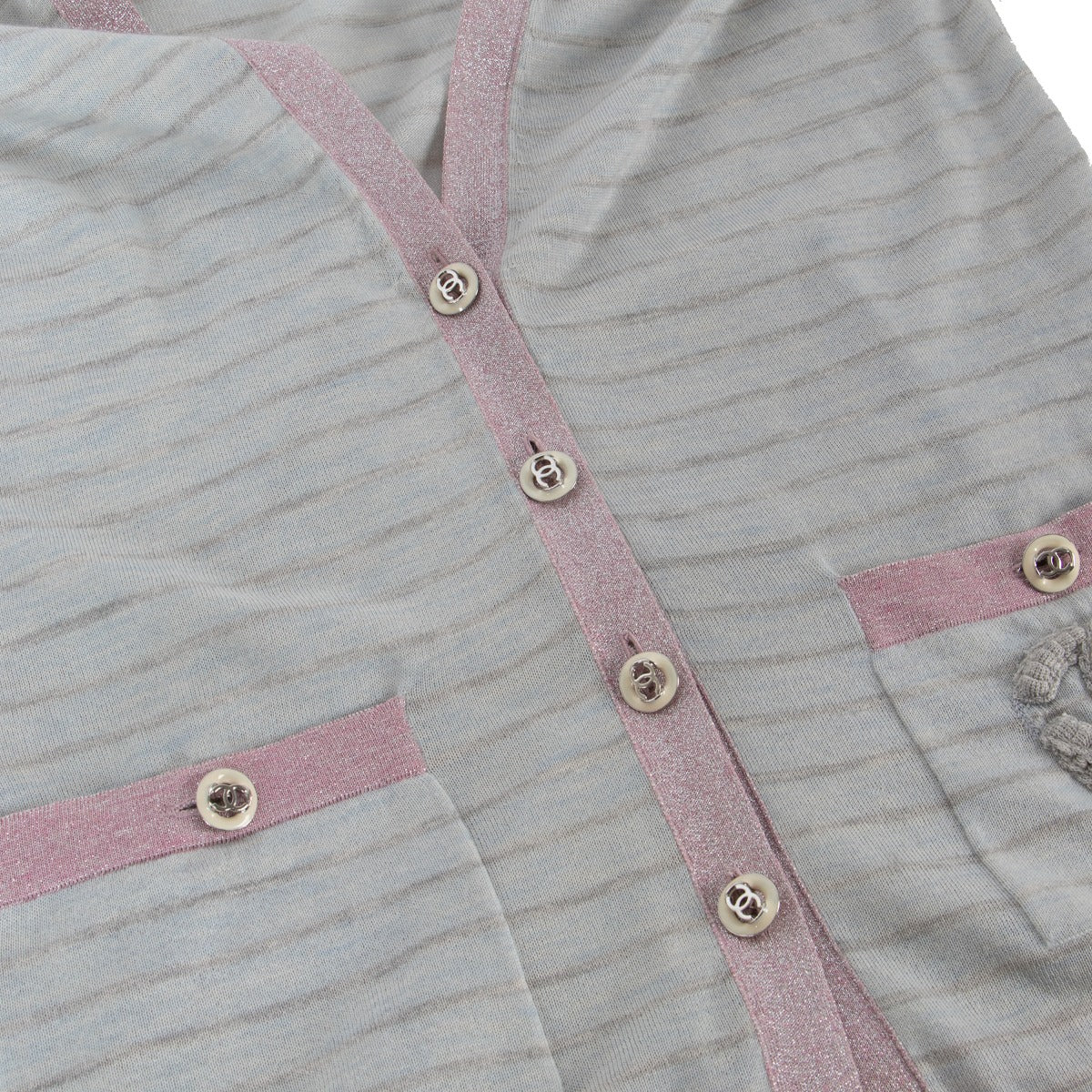 Chanel Croisière 2009 Twinset Cardigan/Haut en Maille Cachemire Bleu Clair - Taille FR38
