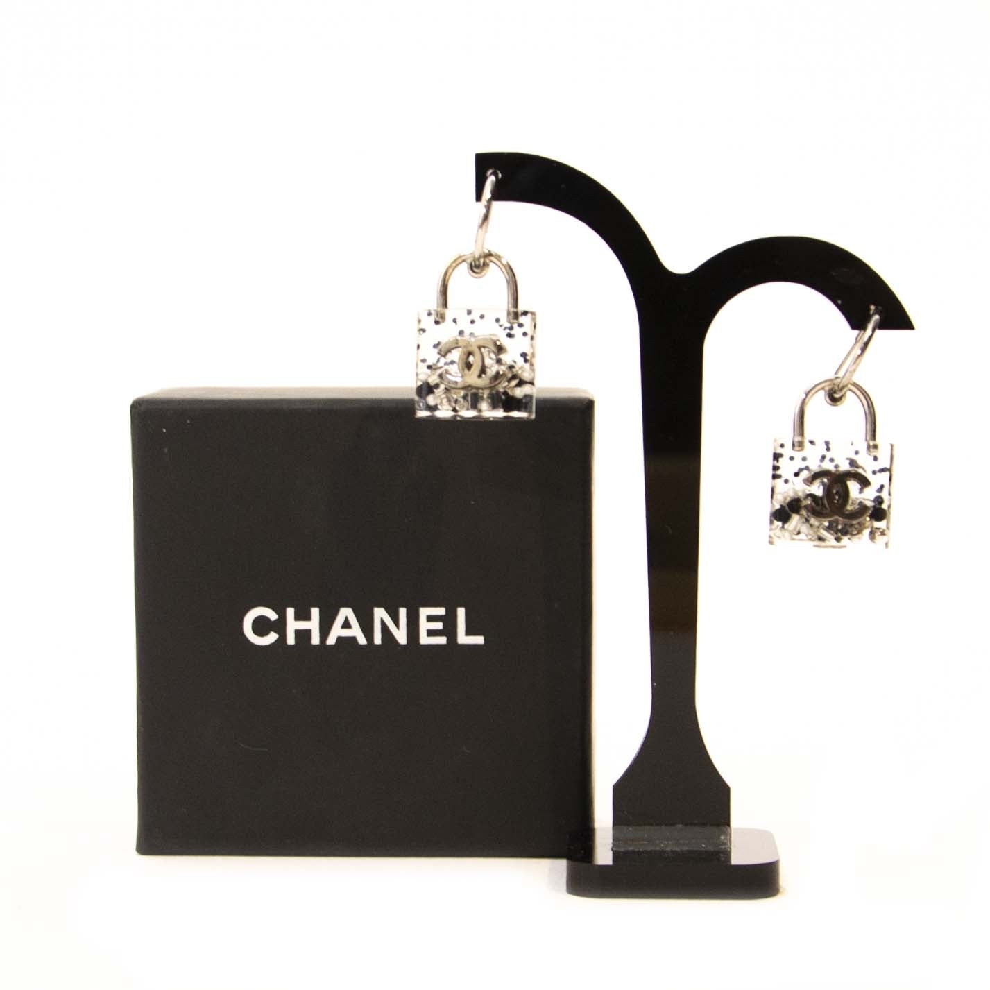 Chanel Clear Padlock CC Earrings