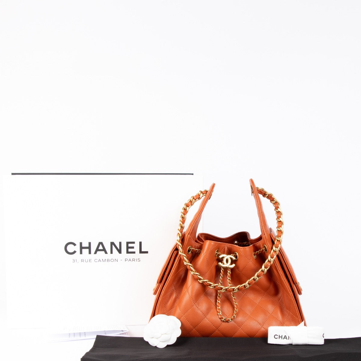 Authentic pre-loved Chanel Coral Caviar Chanel 25 Small Shoulder Bag on Labellov.com