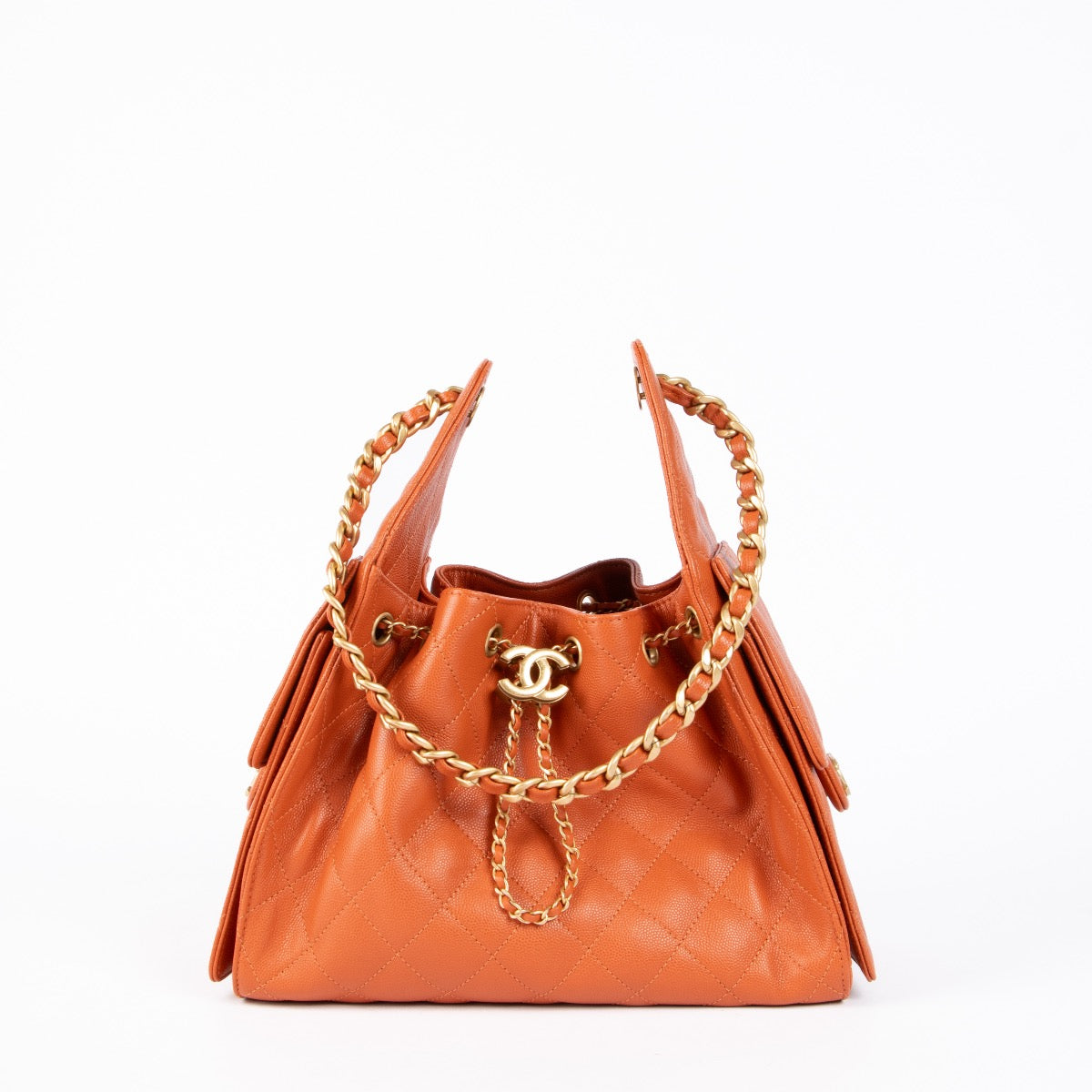 Authentic pre-loved Chanel Coral Caviar Chanel 25 Small Shoulder Bag on Labellov.com