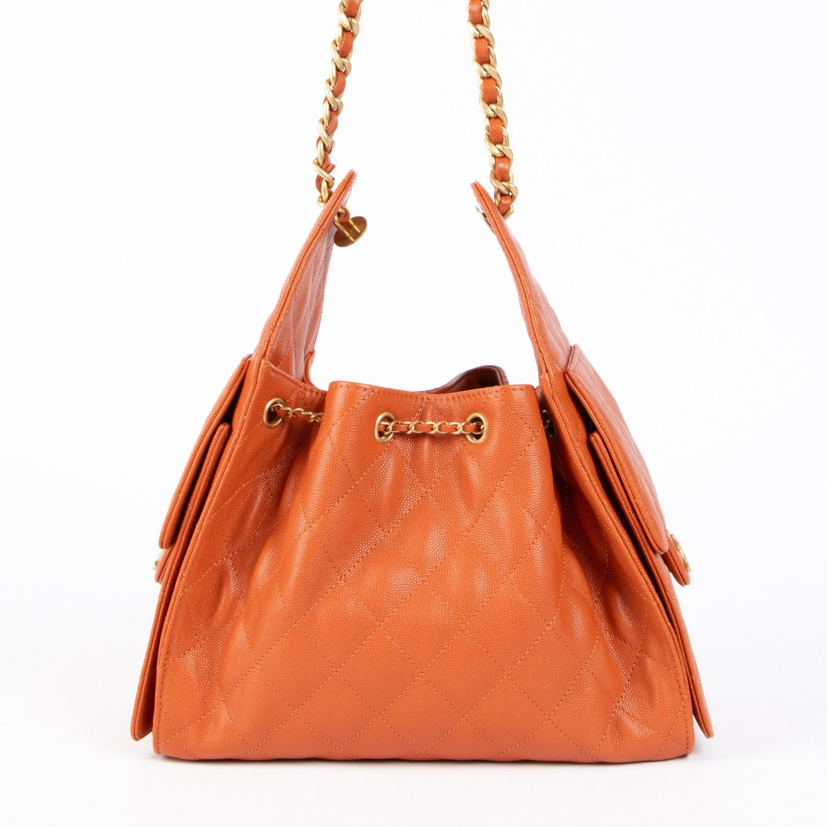Authentic pre-loved Chanel Coral Caviar Chanel 25 Small Shoulder Bag on Labellov.com