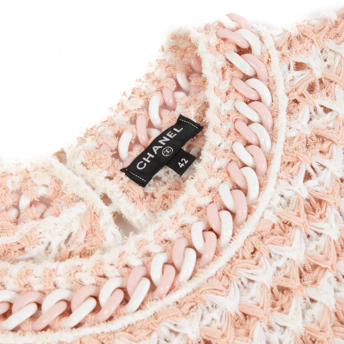 Chanel 18P Pink Crochet Resin Chain Dress - Size FR42