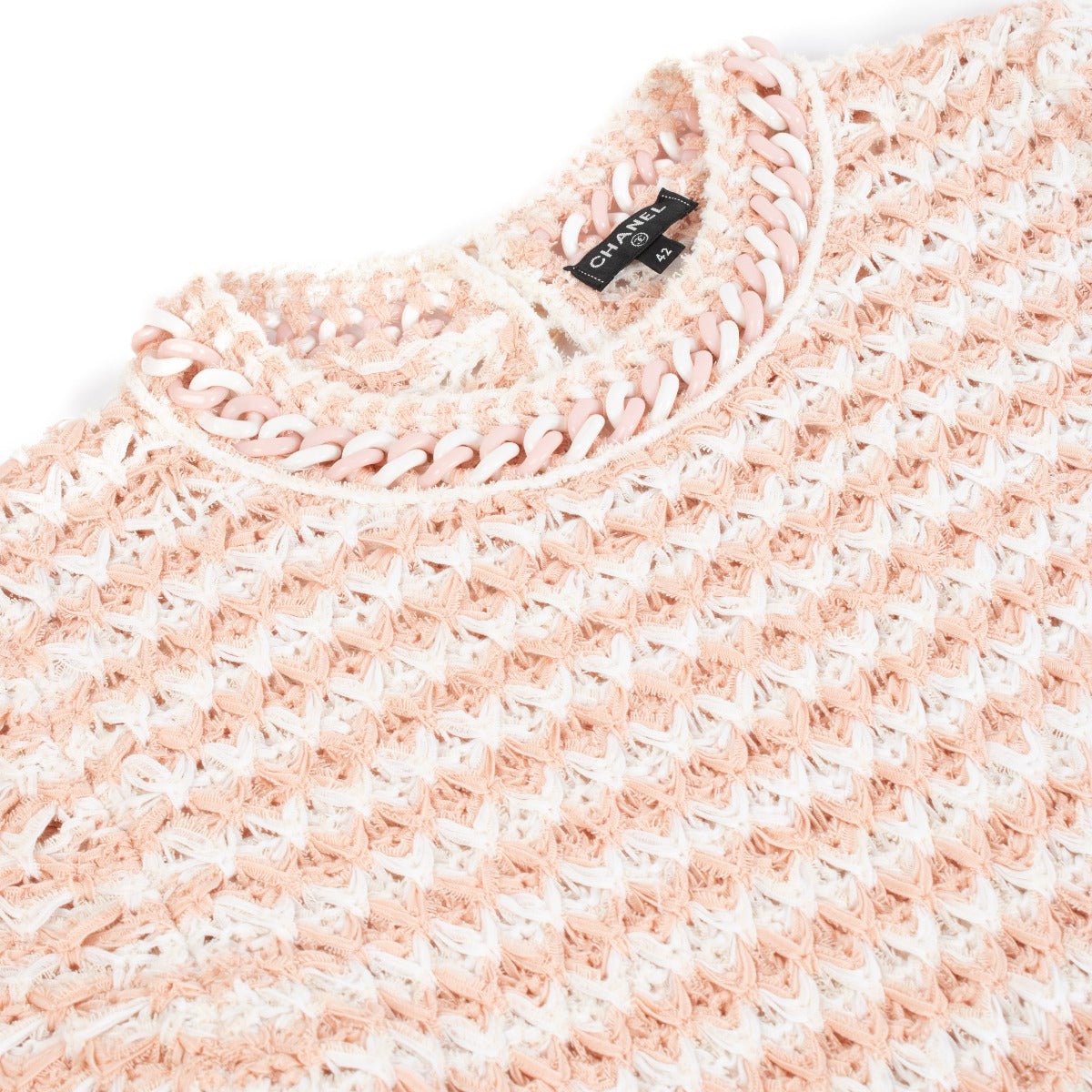 Chanel 18P Pink Crochet Resin Chain Dress - Size FR42