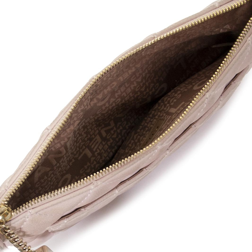 Sac porté épaule Chanel matelassé en nubuck caviar rose clair
