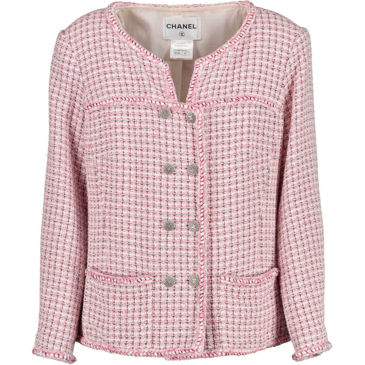 shop authentic second hand luxury designer Chanel Pink Double Breasted Tweed Jacket at Labellov