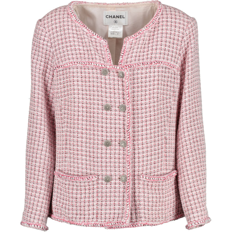 shop authentic second hand luxury designer Chanel Pink Double Breasted Tweed Jacket at Labellov