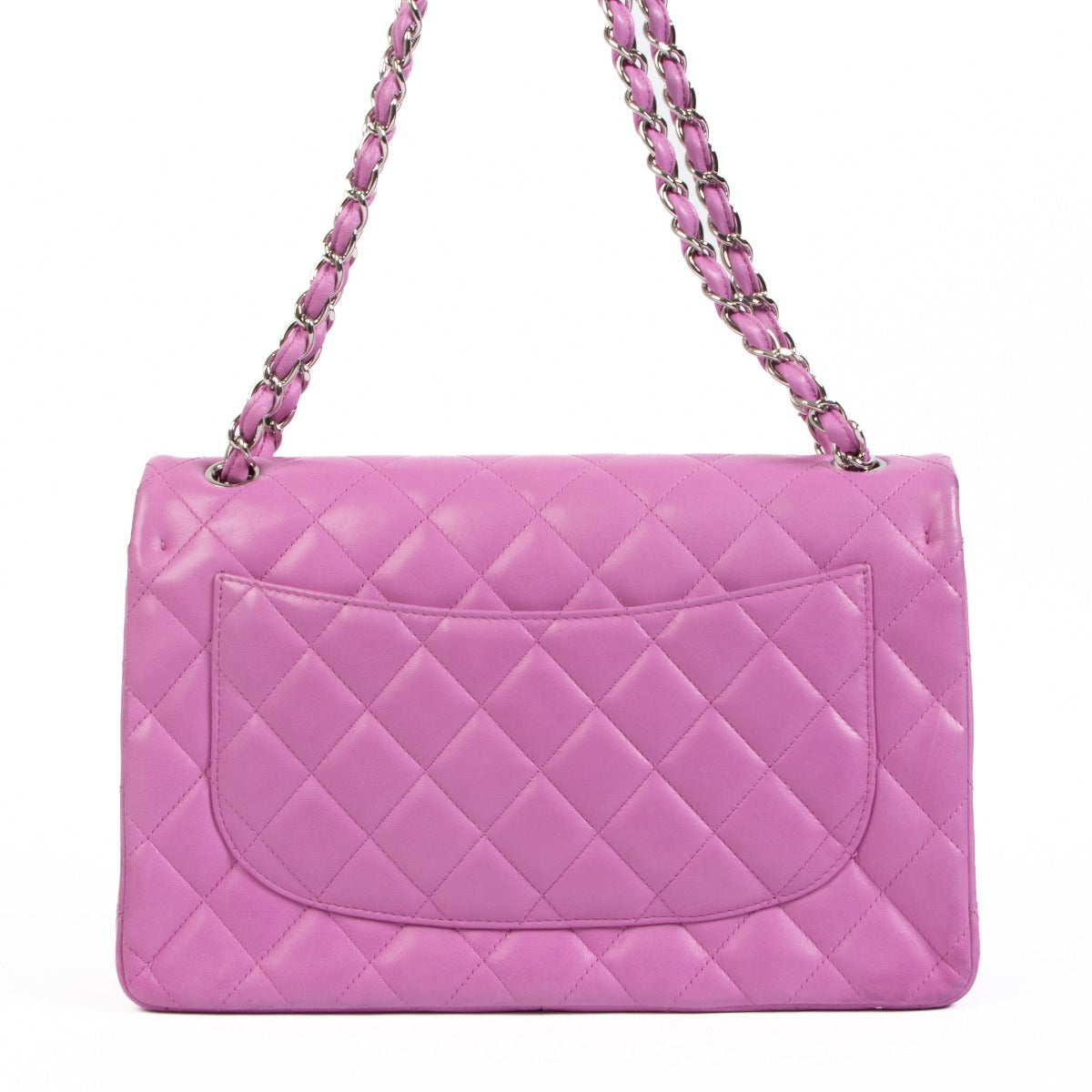 Authentic second hand Chanel Pink Lambskin Large Classic Flap Bag on www.labellov.com