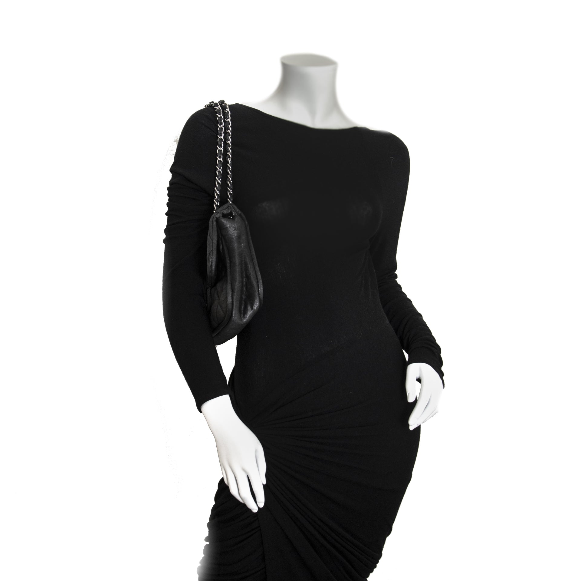 Chanel Black Glitter Jersey Flap Bag now for sale at labellov vintage fashion webshop belgium