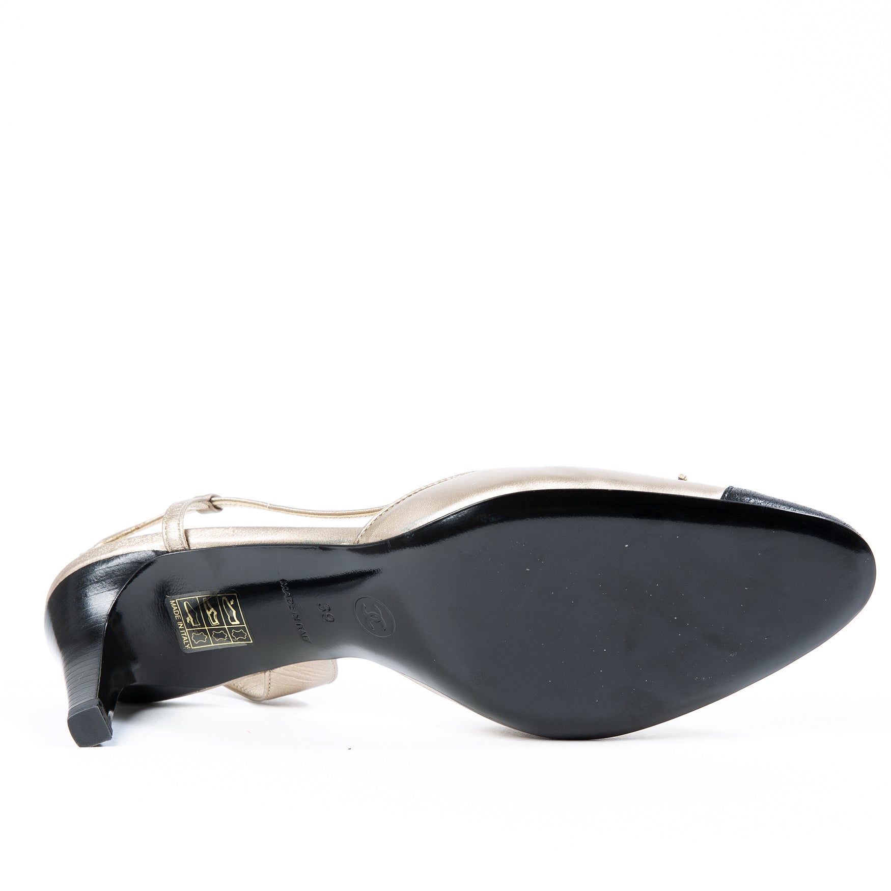 Chanel Black Cap Toe Kitten Heels - Size 39