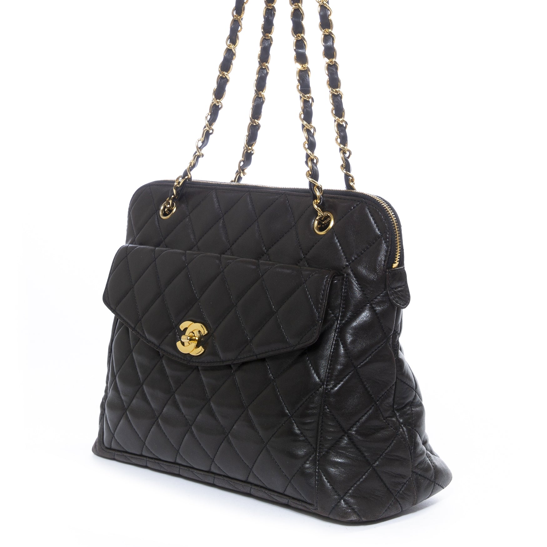 Chanel Black Leather Bowling Shoulder Bag buy and sell