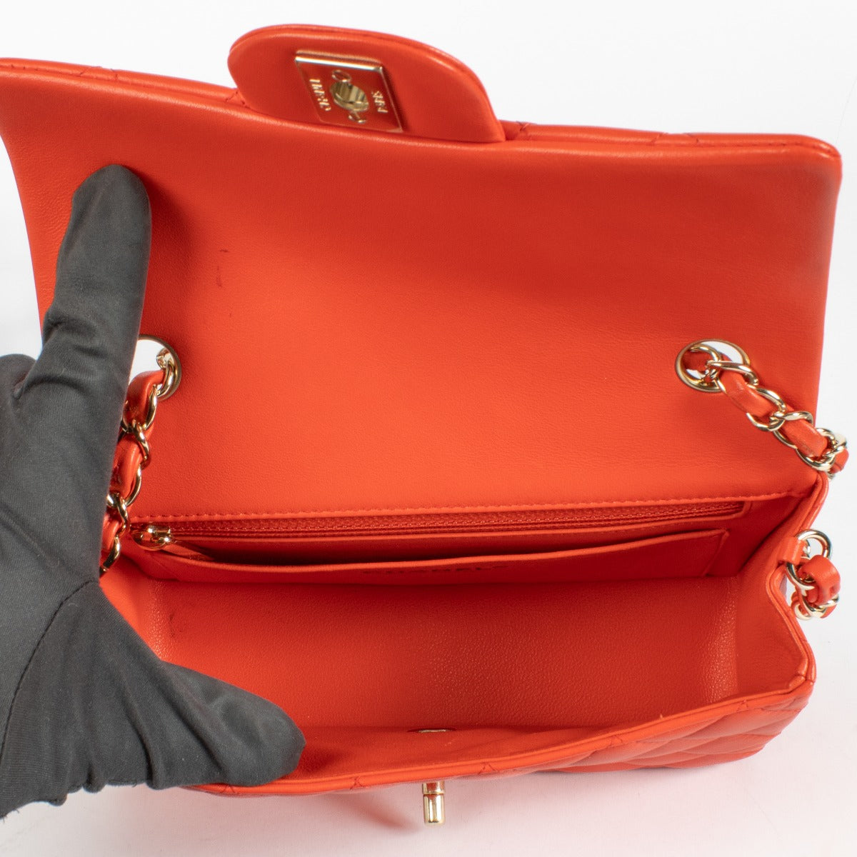 Authentic pre-loved Chanel Mini Rectangular Red Lambskin GHW on Labellov.com