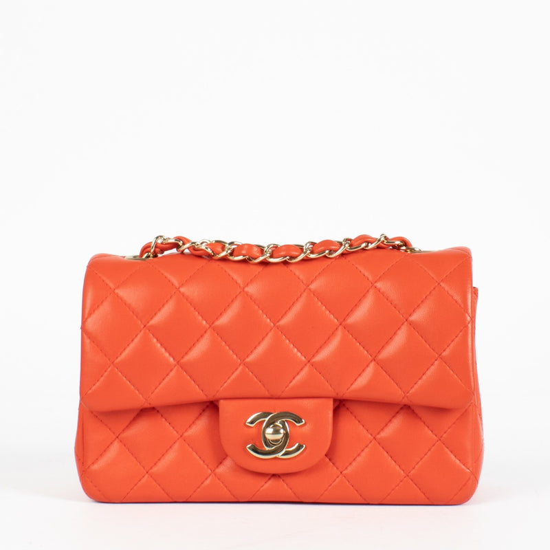 Authentic pre-loved Chanel Mini Rectangular Red Lambskin GHW on Labellov.com