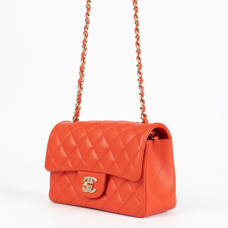 Authentic pre-loved Chanel Mini Rectangular Red Lambskin GHW on Labellov.com