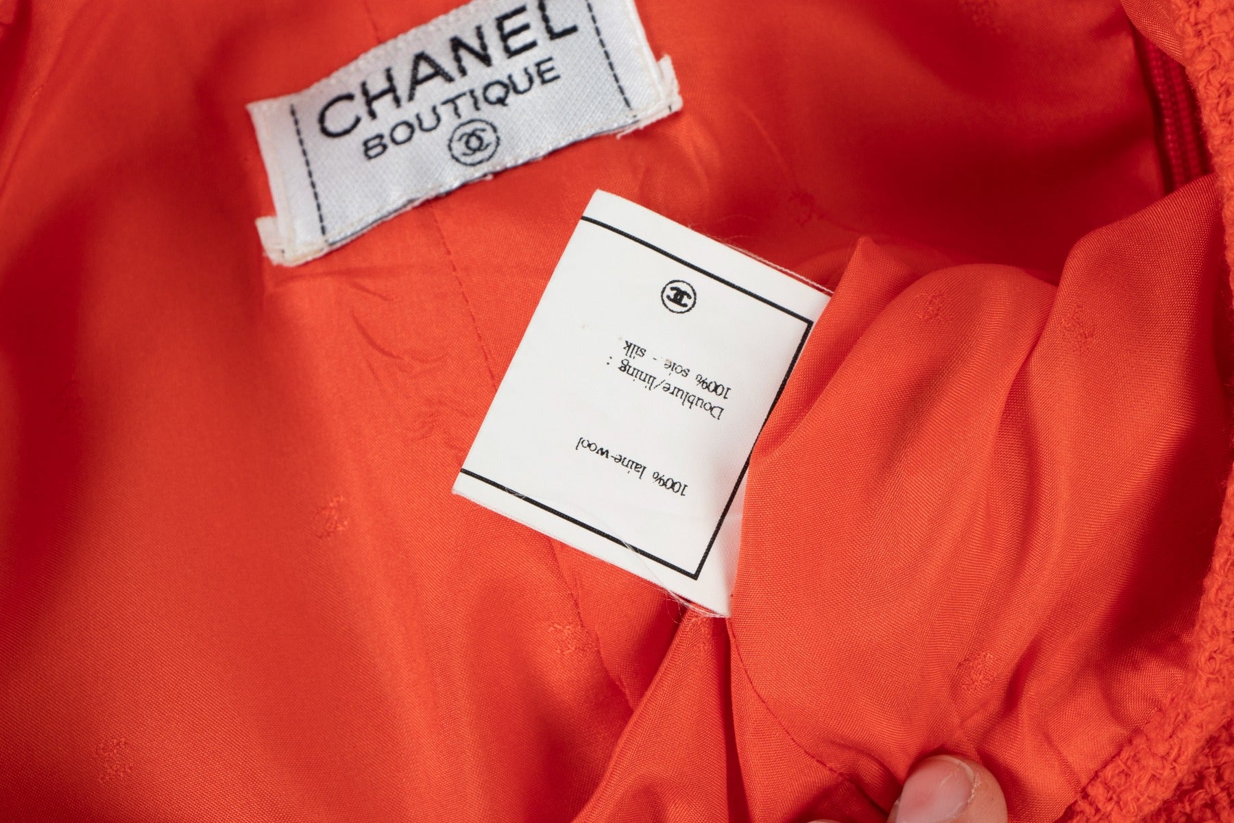 Chanel Cruise 1995 Red Tweed Mirror Button Jacket/Skirt Set