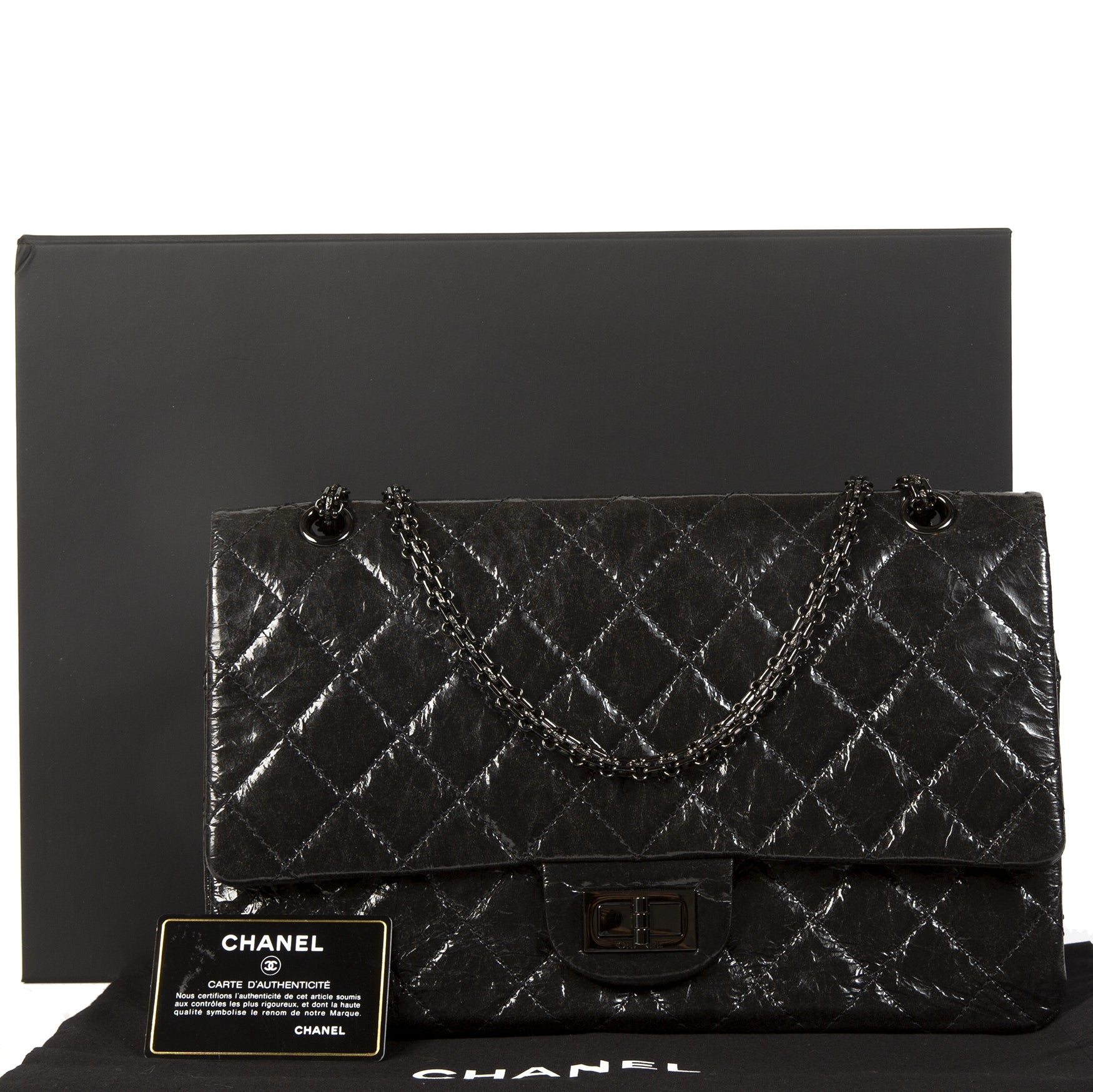 Chanel 2.55 Reissue Glazed Calfskin So Black 277 Bag – Labellov