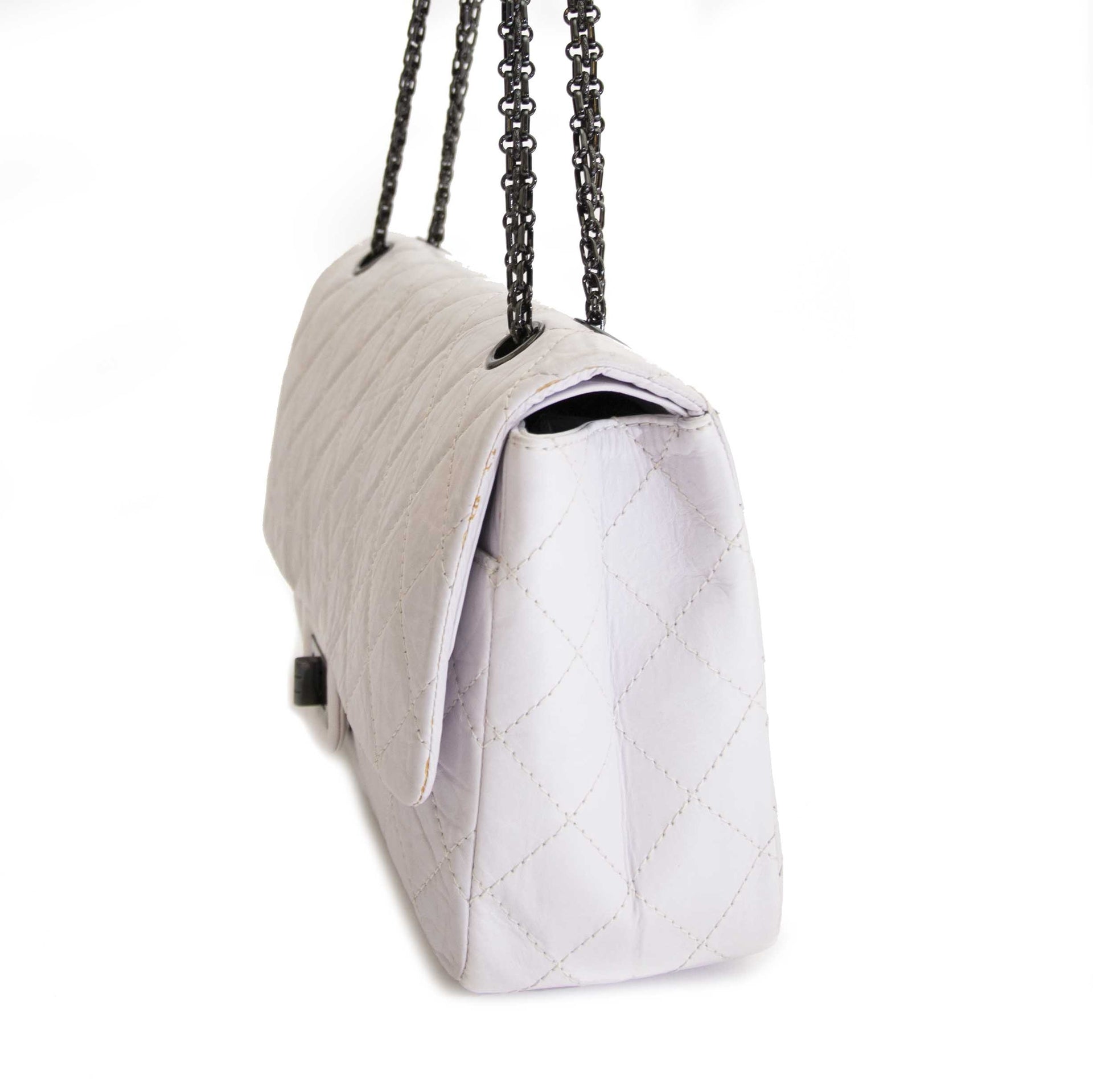 Chanel White Aged Calfskin 2.55 Reissue 227 Flapbag