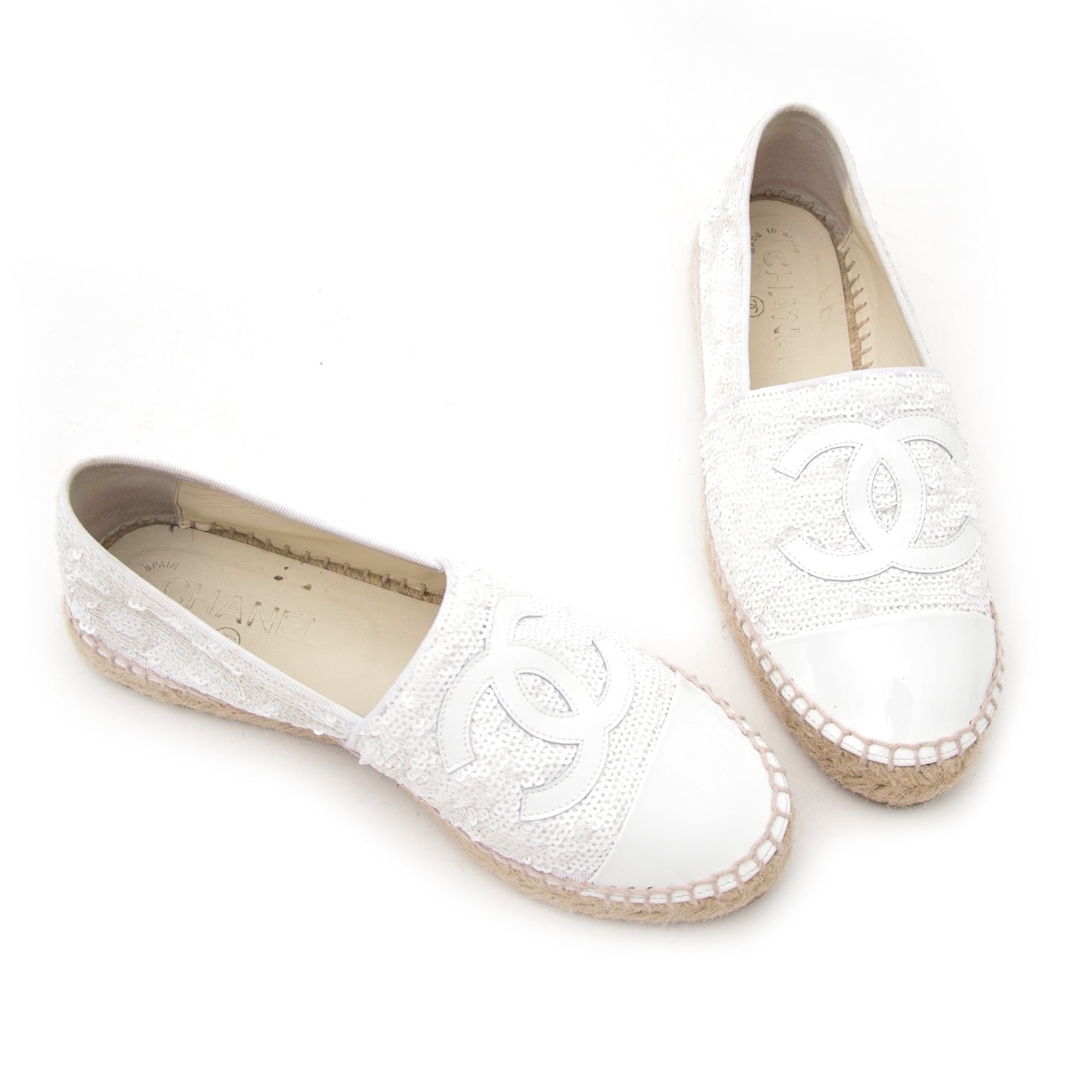 Looking for Chanel White Pailette Espadrilles - Size:36