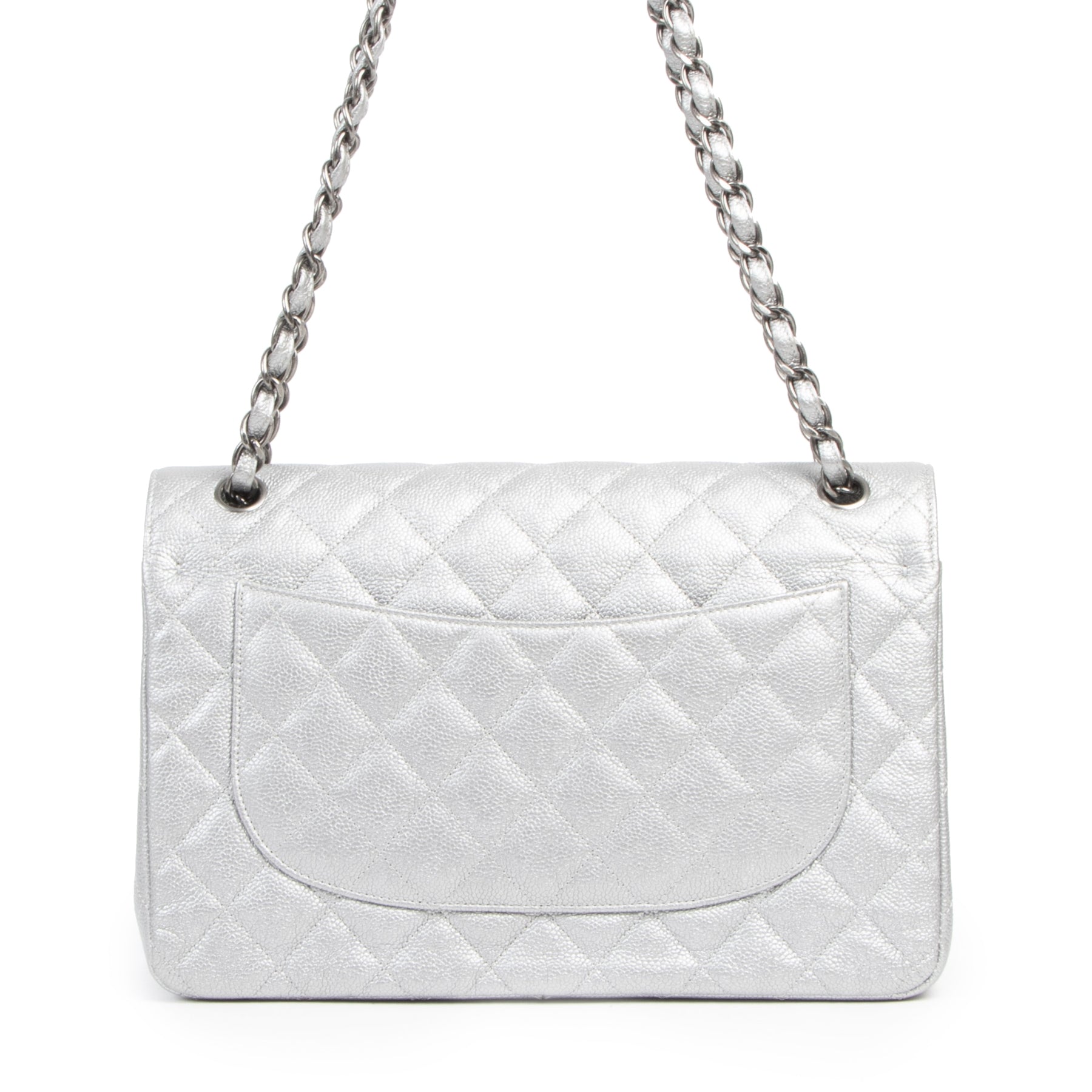 acheter enligne seconde main Chanel Silver Jumbo Classic Flap Bag