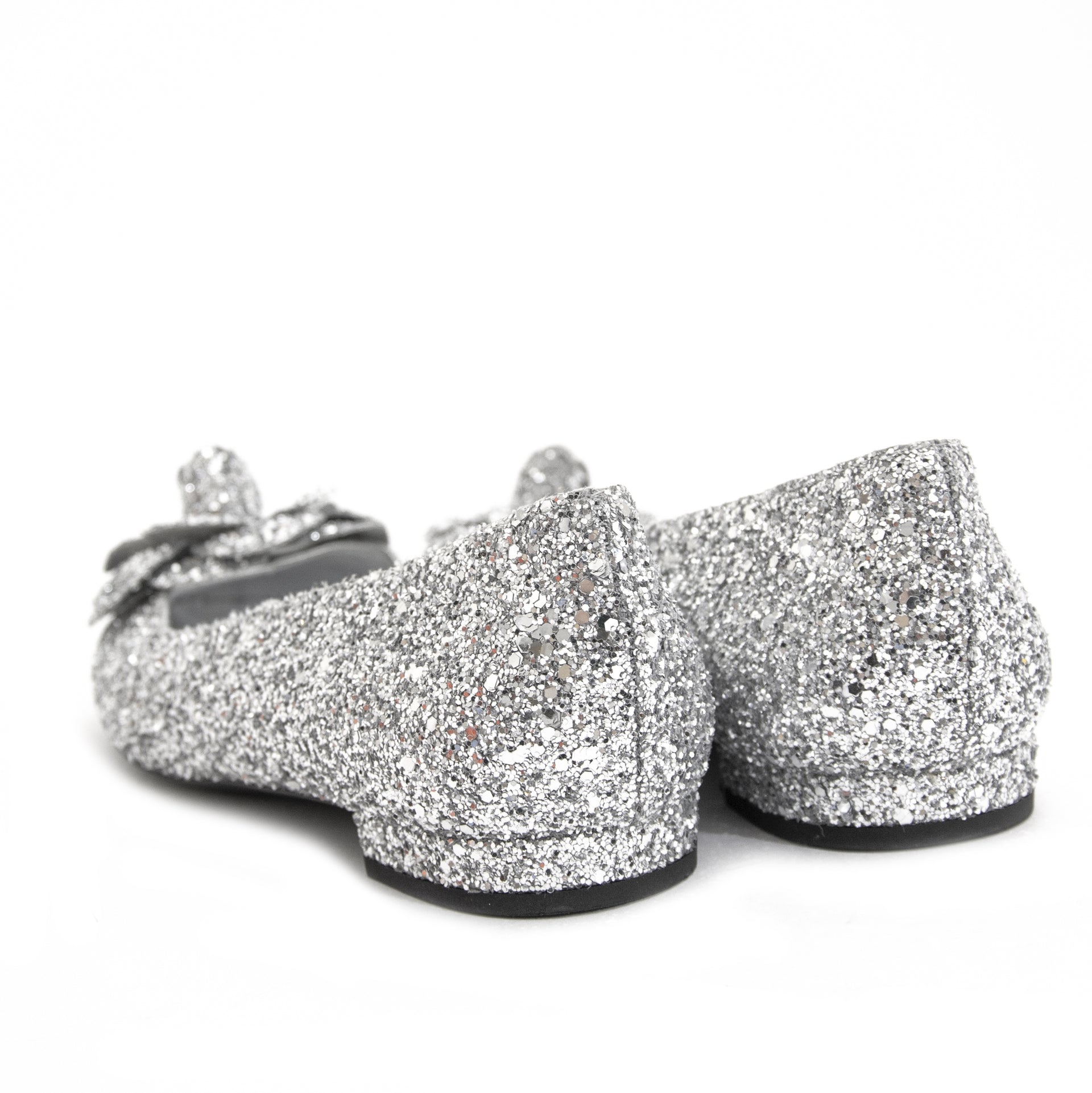 Chanel Silver Glitter Ballerina Flats - size 38 for sale