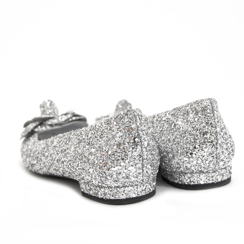 Chanel Silver Glitter Ballerina Flats - size 38 for sale