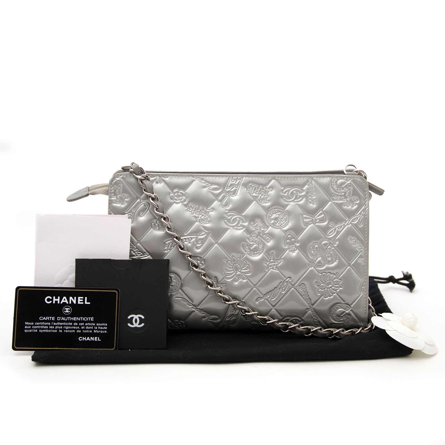Chanel Quilted Metallic Silver Leather Handbag Special Edition