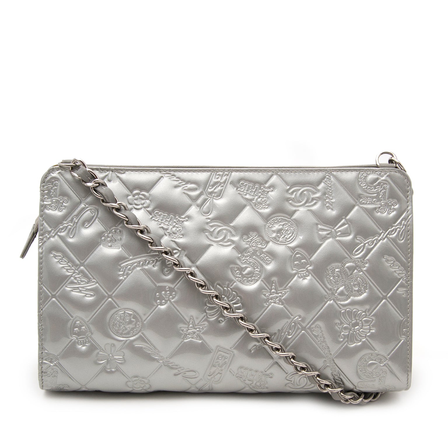 Chanel Quilted Metallic Silver Leather Handbag Special Edition