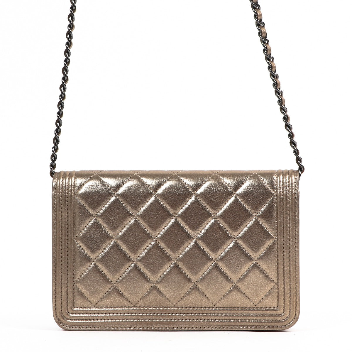 Chanel Metallic Gold Boy Wallet On Chain