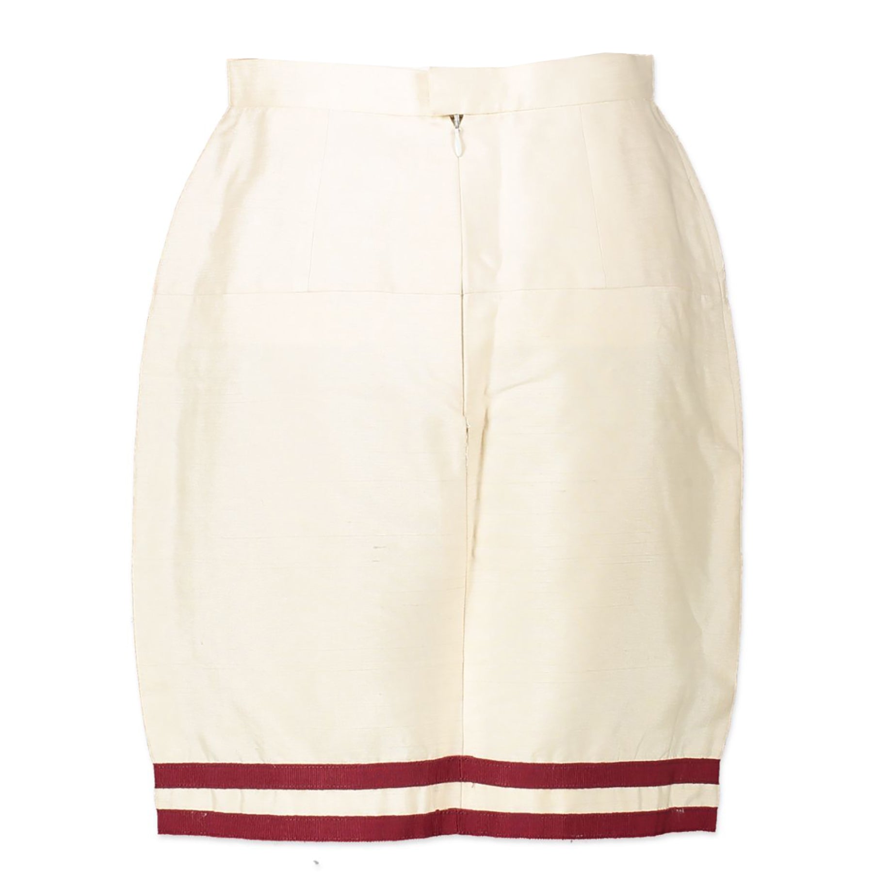 Chanel Boutique Cream And Red Silk Suit - Size 42