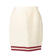 Chanel Boutique Cream And Red Silk Suit - Size 42
