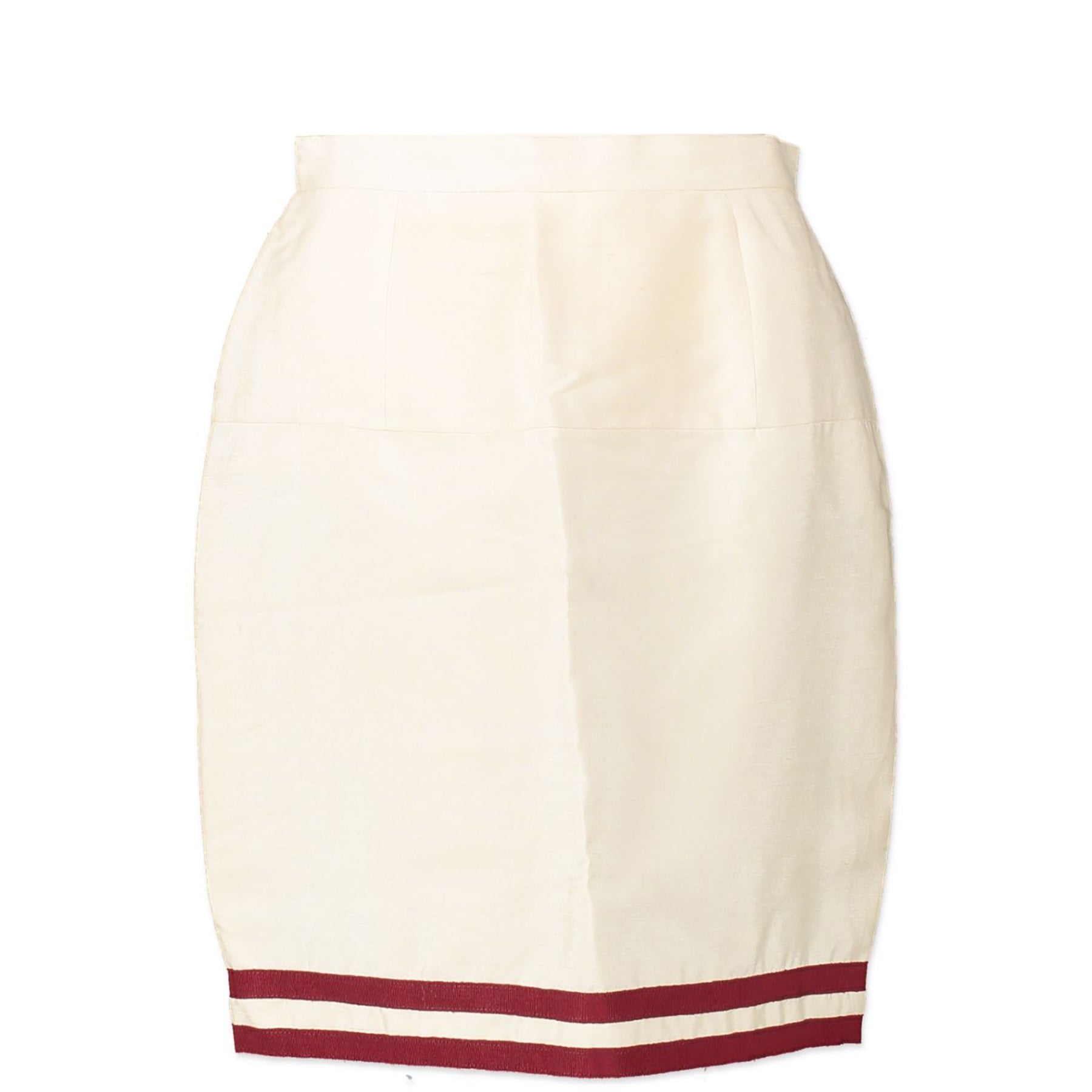 Chanel Boutique Cream And Red Silk Suit - Size 42