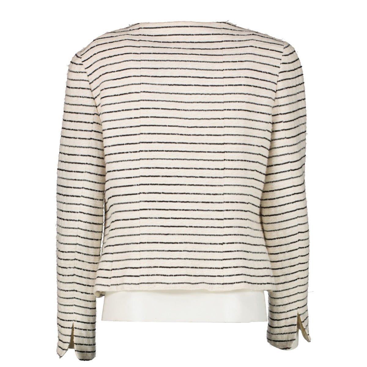 Chanel 01C Ivory Camellia Sequin Embroidery Tweed Jacket