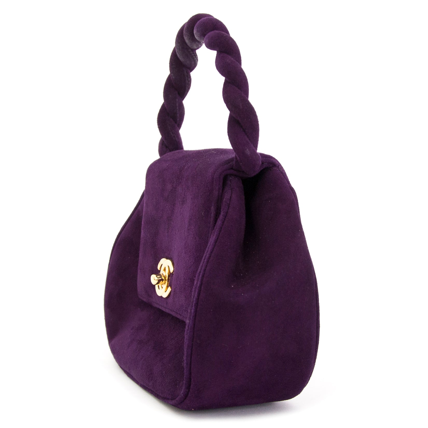 koop online jouw tweedehands Chanel Vintage Purple Suede Mini Bag
