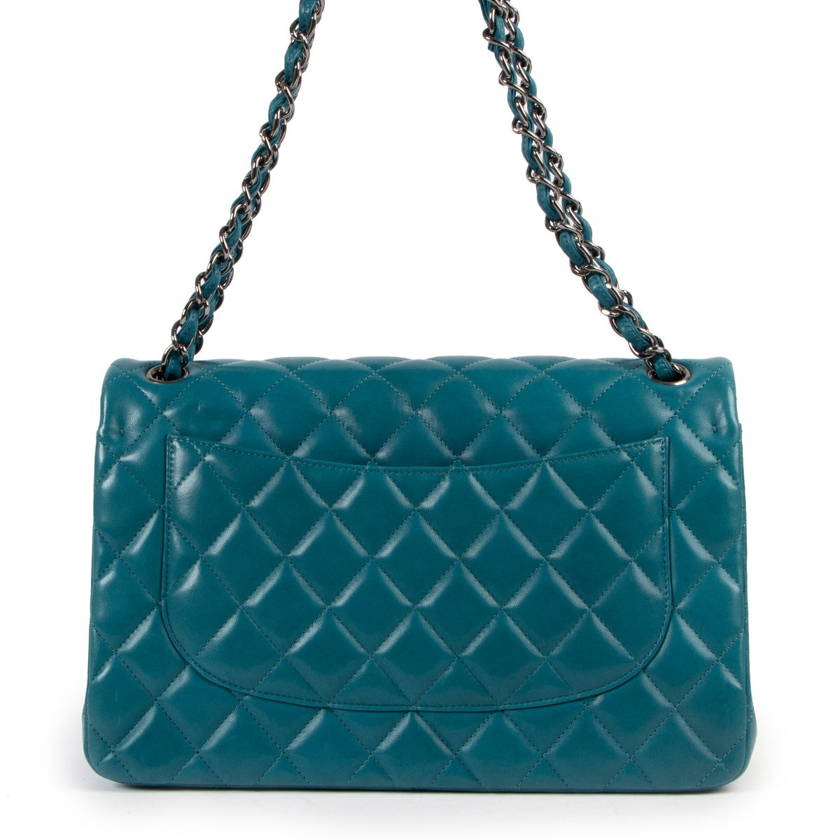 Chanel Teal Quilted Lambskin Leather Jumbo Classic Double Flap Bag