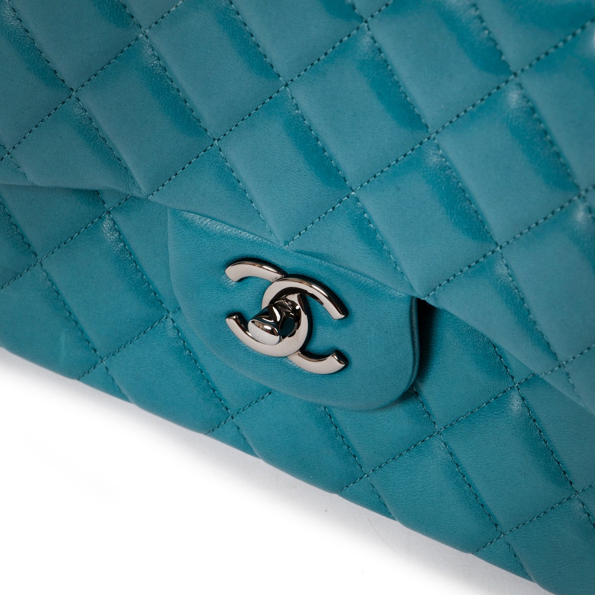 Chanel Teal Quilted Lambskin Leather Jumbo Classic Double Flap Bag