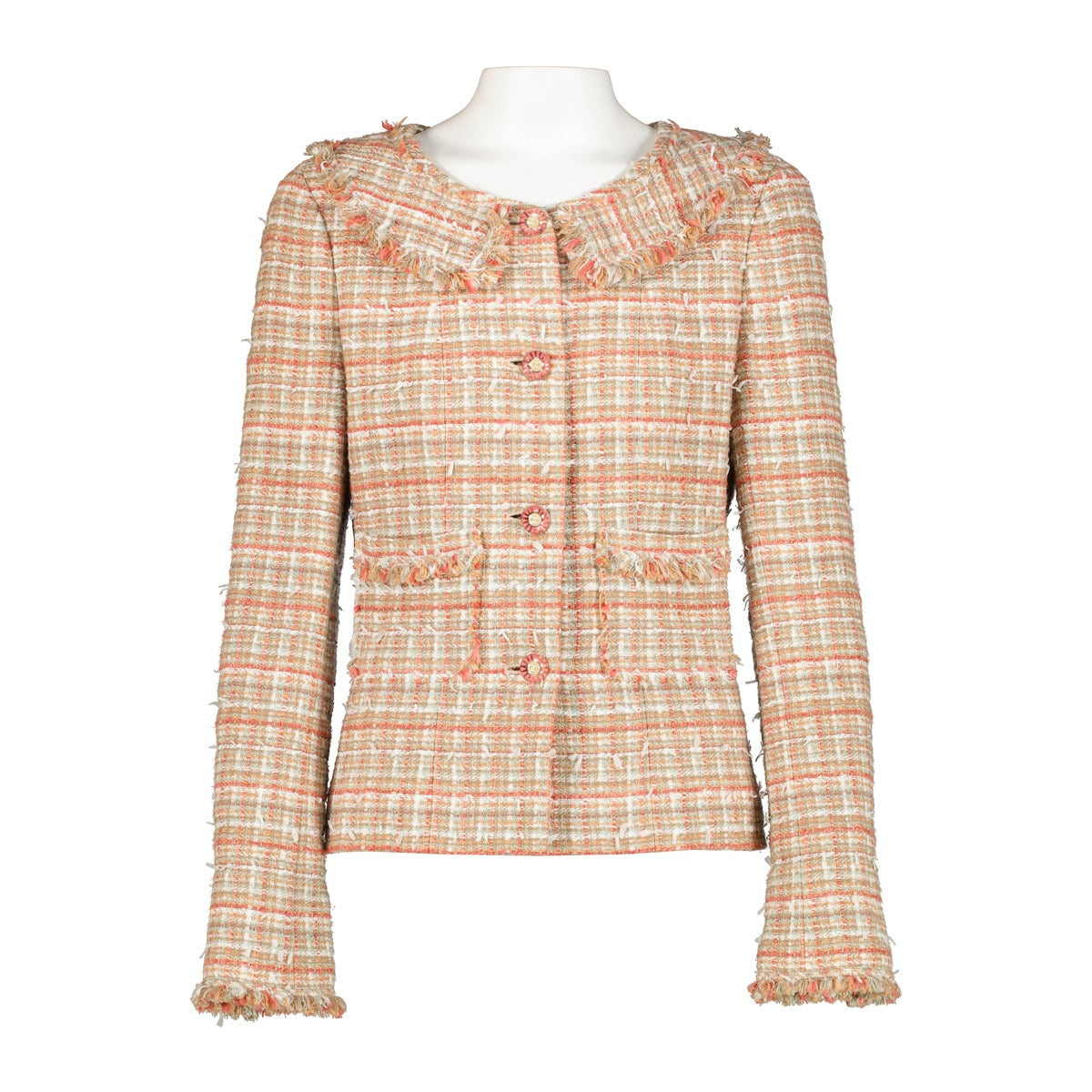 Veste en tweed orange Chanel Printemps 2004 - Taille FR40