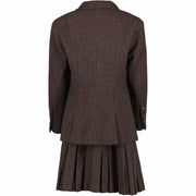 Buy an authentic second hand Chanel Fall 1997 Brown /Grey Wool Tweed Jacket Skirt Set - Size FR42 in very good condition at Labellov