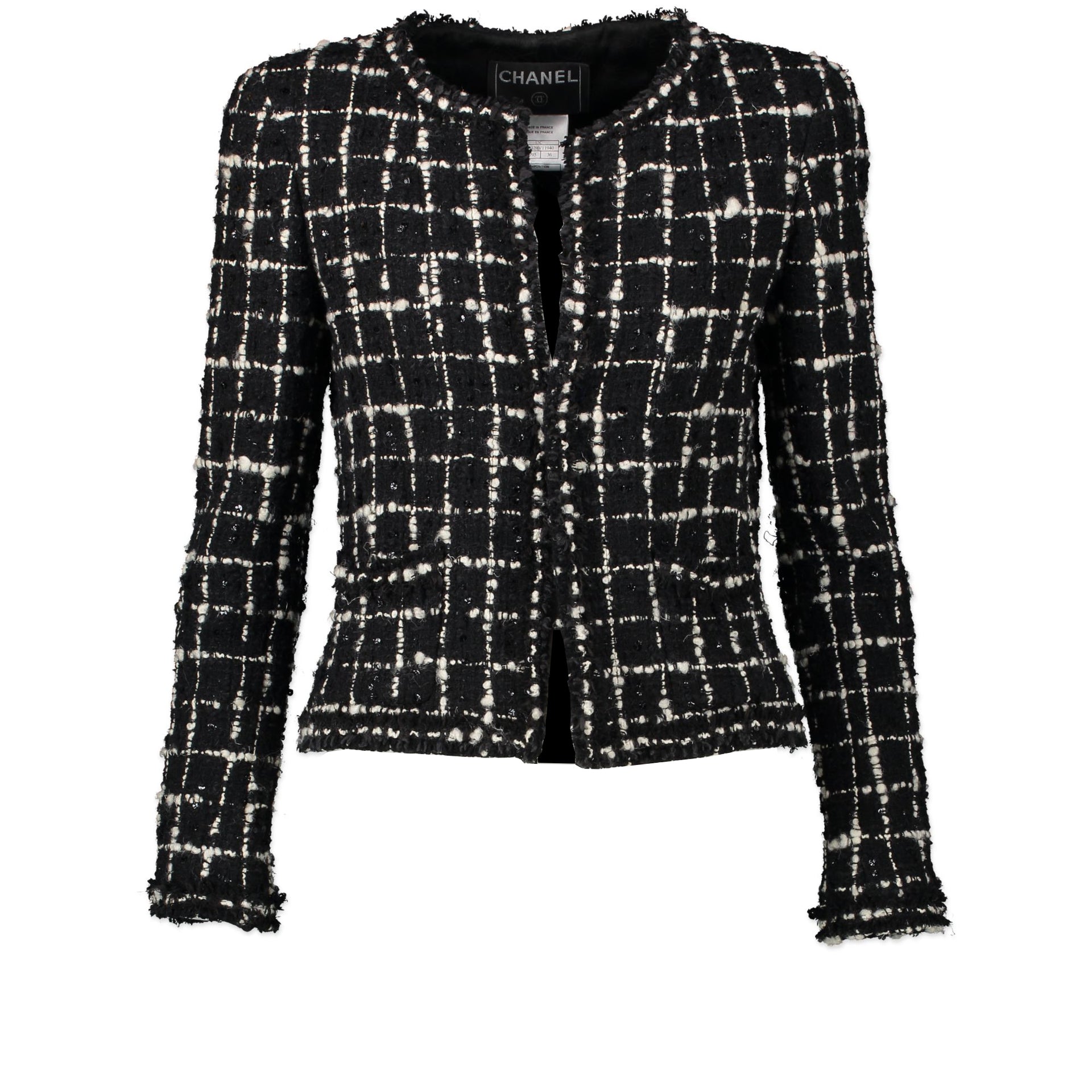 Chanel Suit Black and White Tweed Blazer - Size 36 for the best price at Labellov