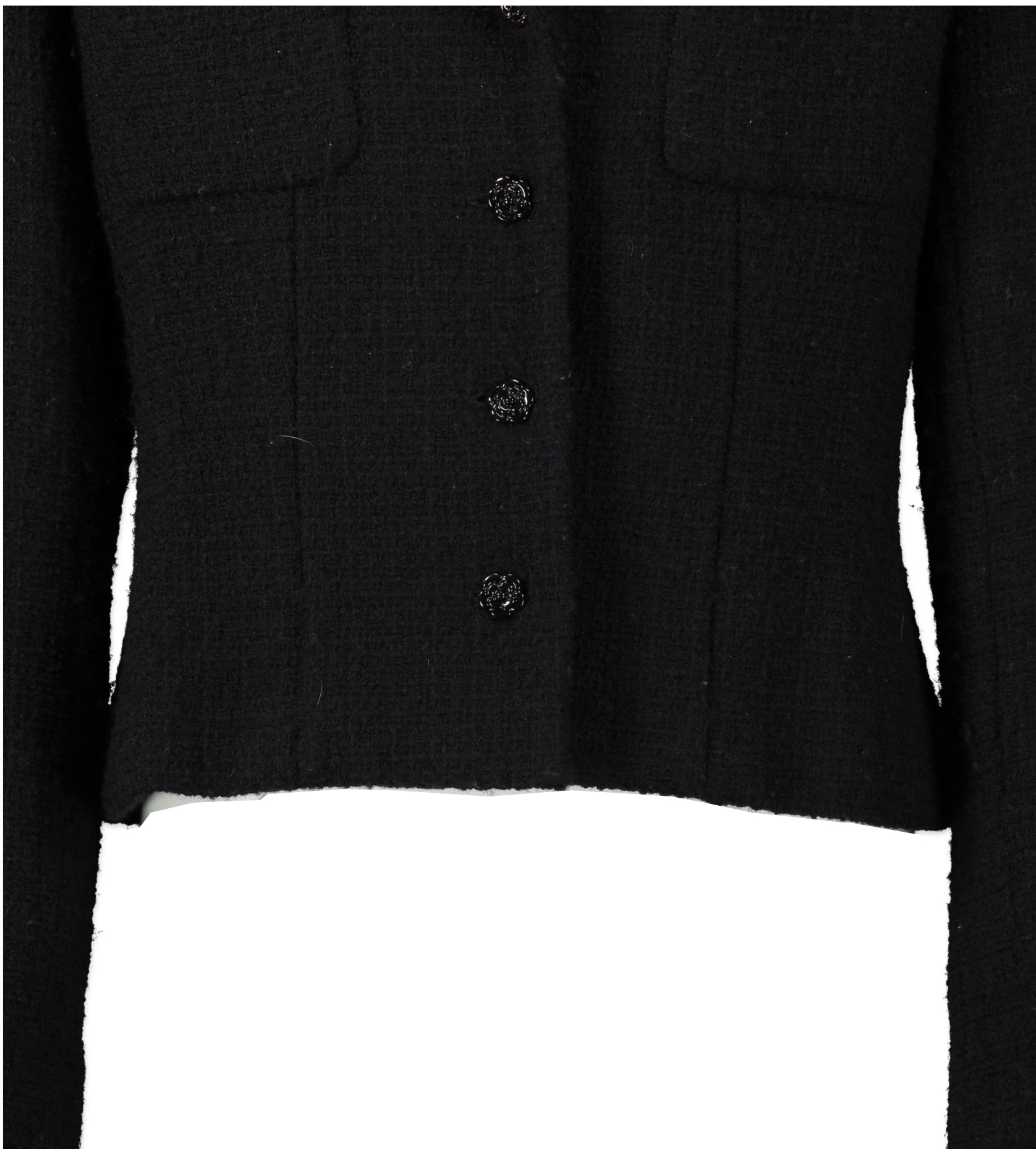 Chanel Black Classic Tweed Jacket - size 40 - online for sale at Labellov