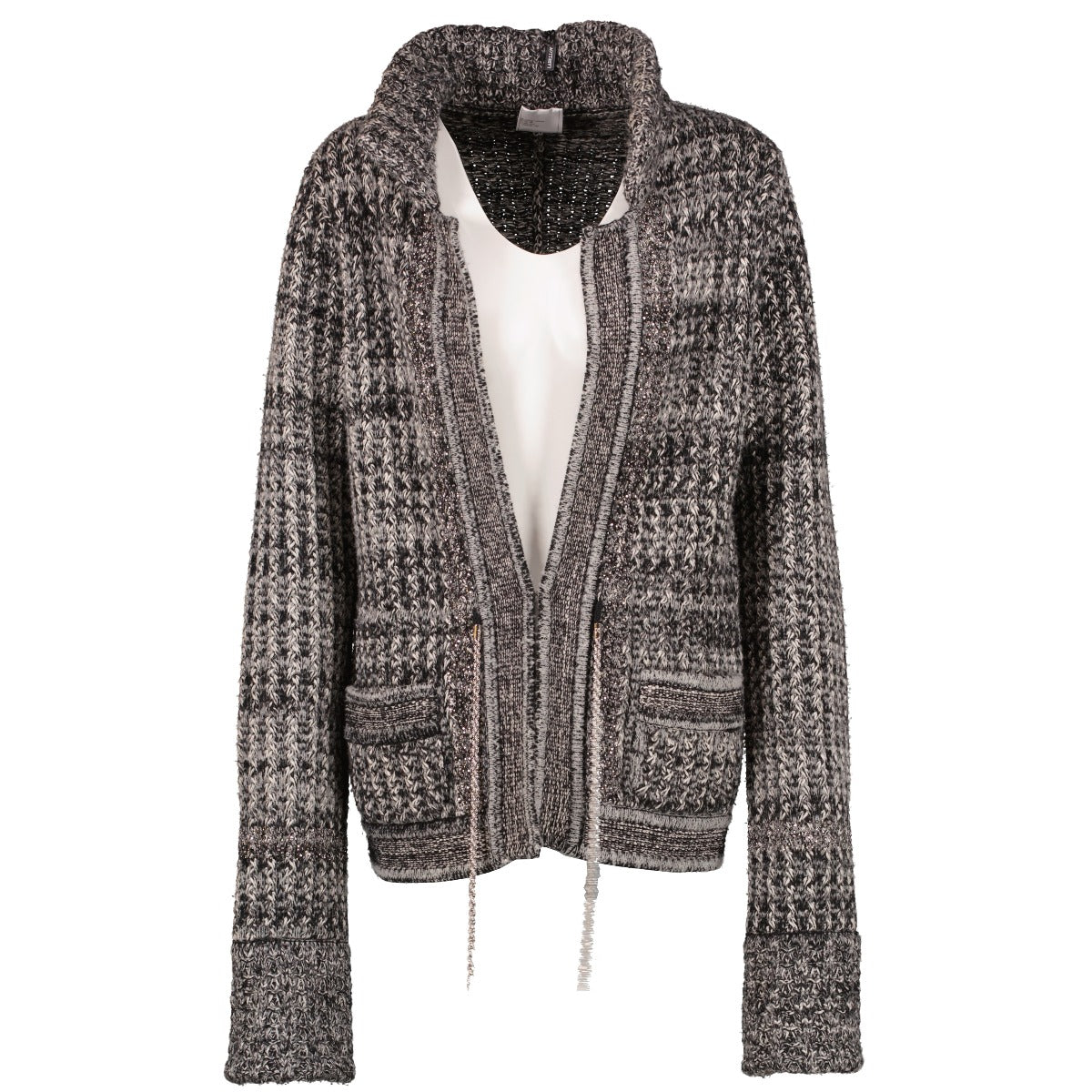 Chanel 2011 Grey Cashmere Bijoux Chain Cardigan - Size 40