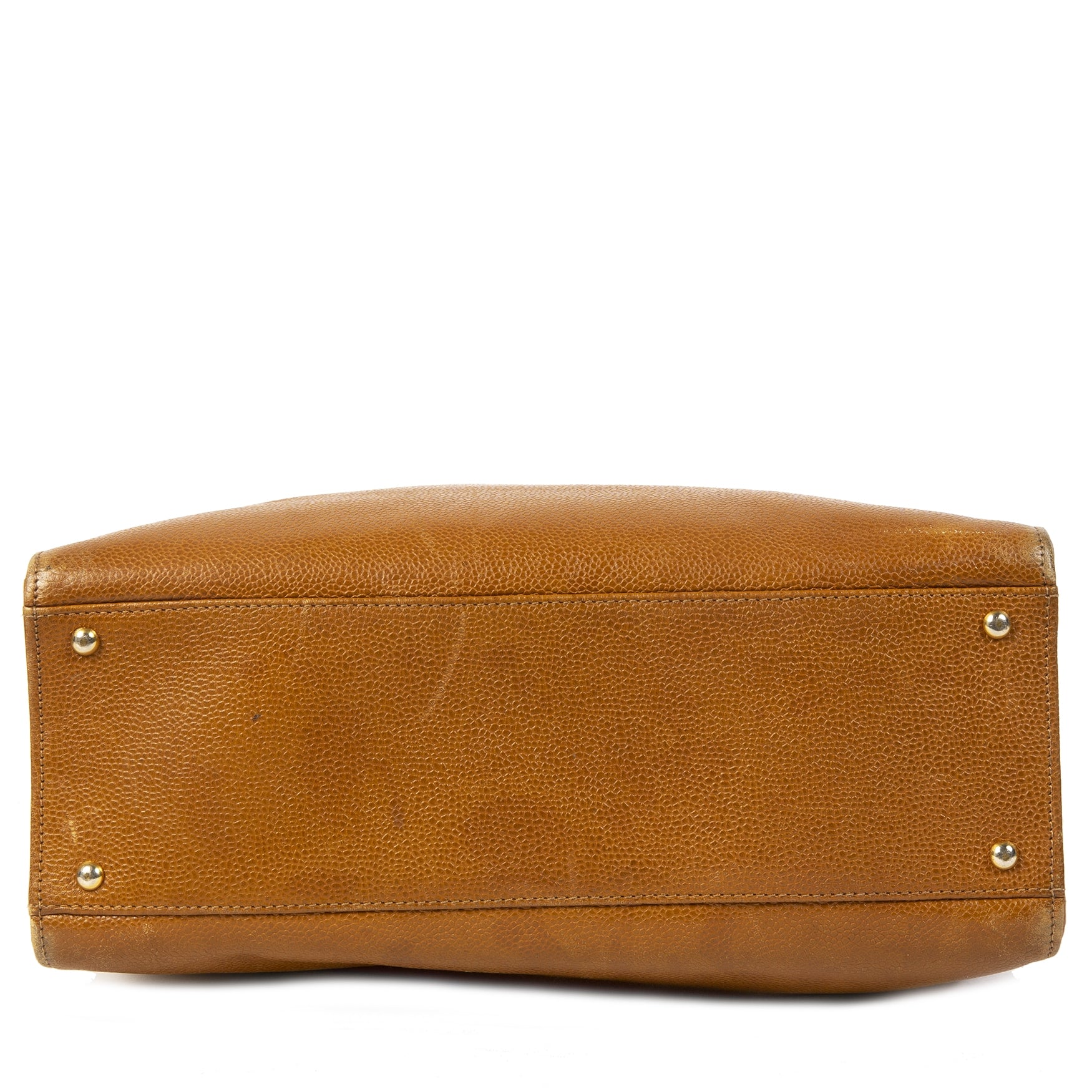 Sac cabas en cuir marron camel vintage Chanel