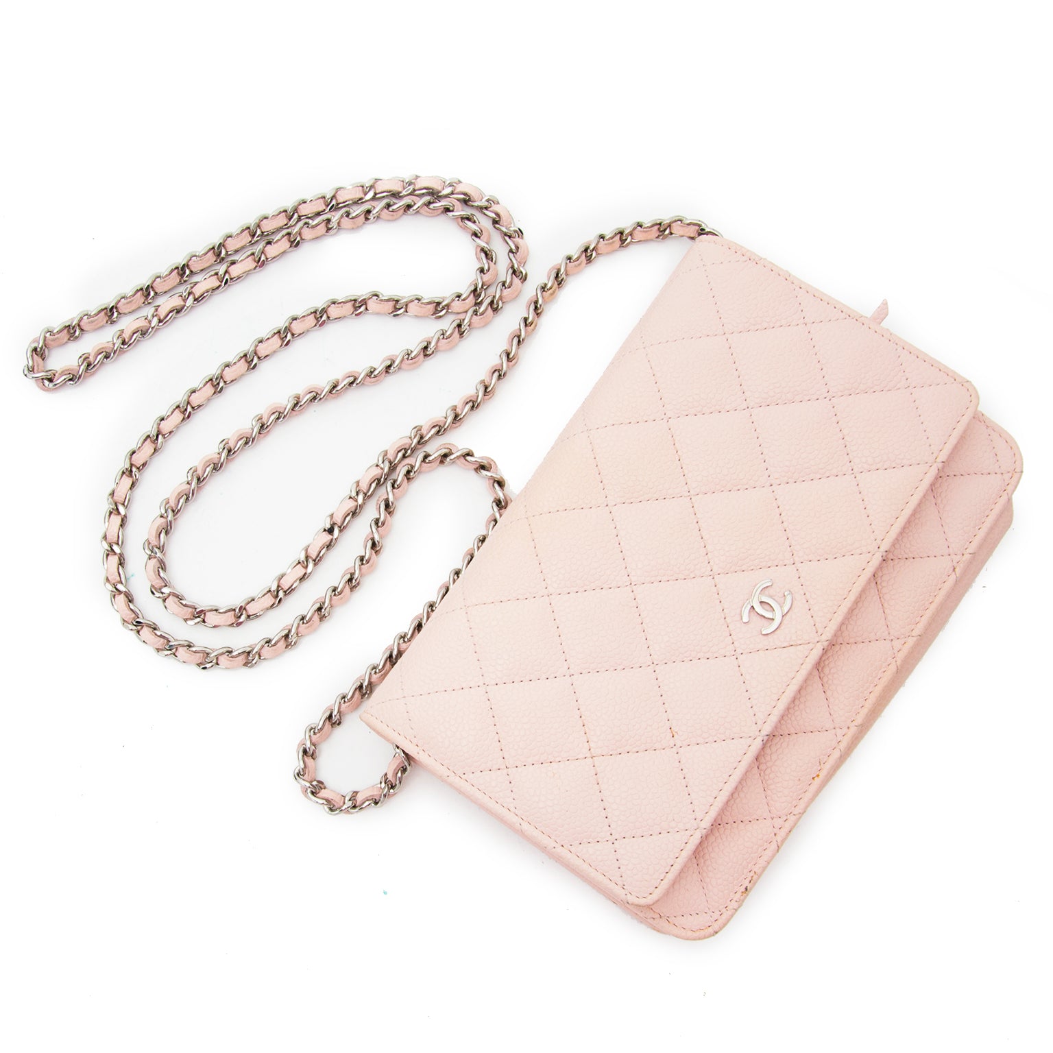 Chanel Baby Pink Wallet On A Chain