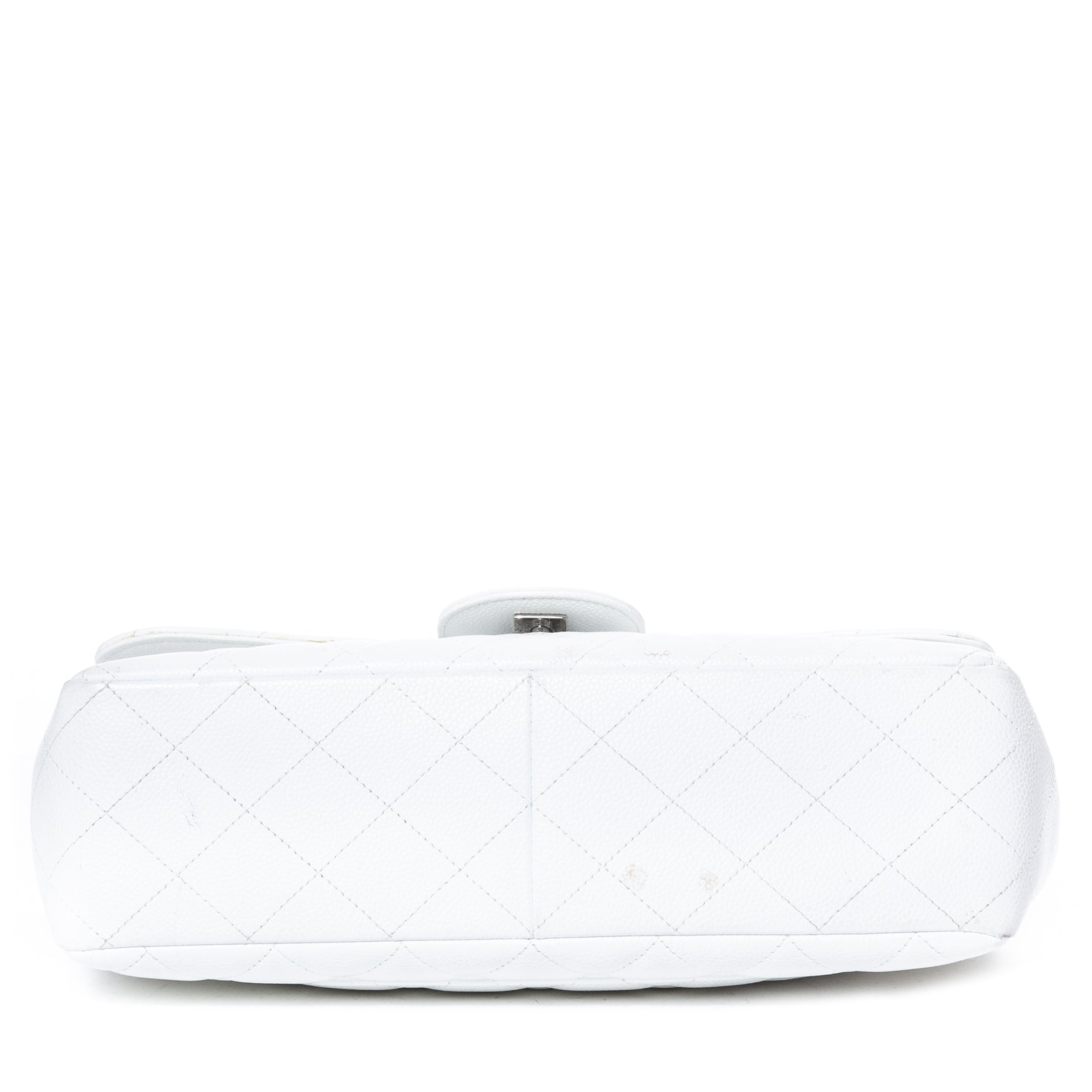Chanel White Jumbo Caviar Leather Bag
