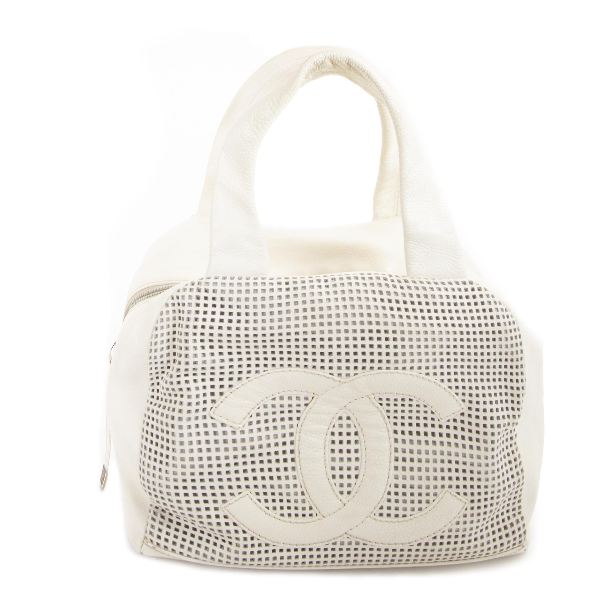 Chanel Small Perforated CC Bowler Bag now for sale at labellov vintage fashion webshop belgium