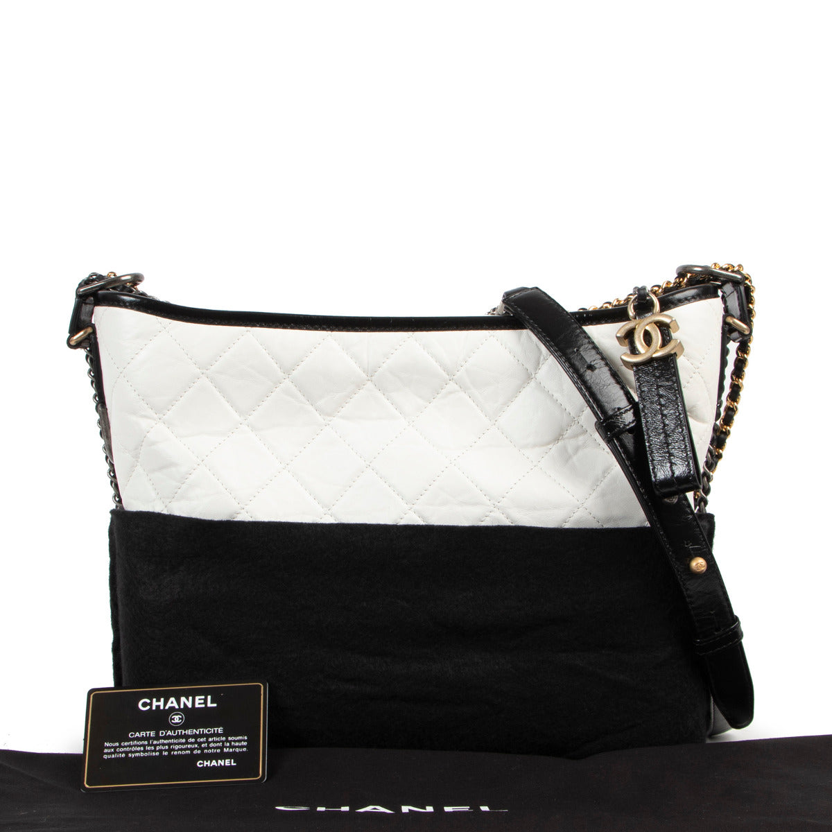Chanel Gabrielle Zwart-witte Hobo Tas
