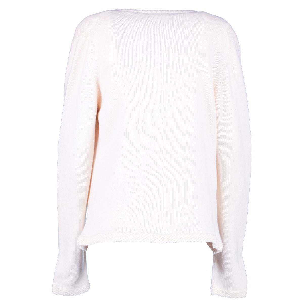 Ensemble Top/Gilet Chanel 05P en Cachemire Ivoire à Broches Camélia - Taille FR40
