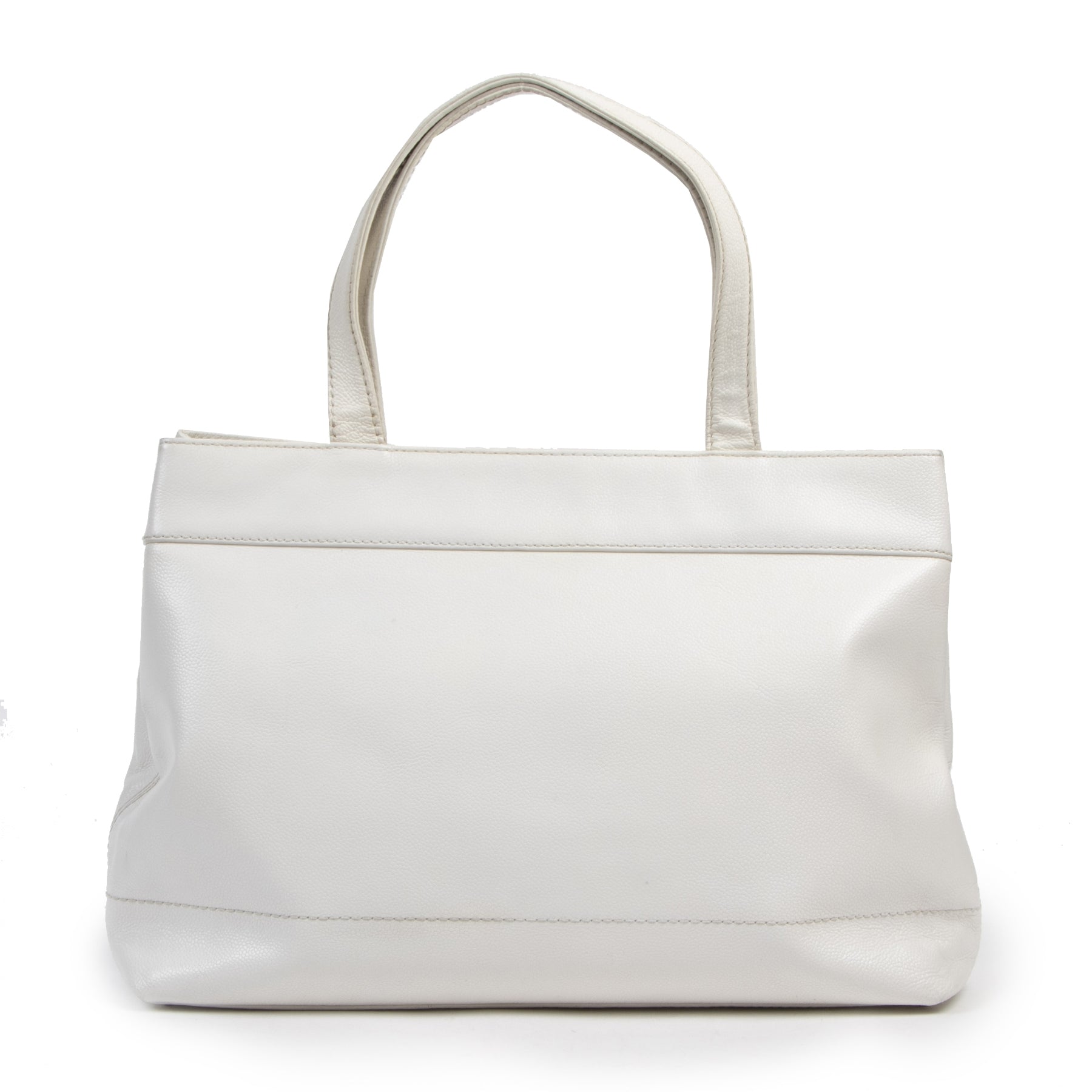 Authentique seconde-main vintage Chanel White Leather Shopping Bag achète en ligne webshop LabelLOV