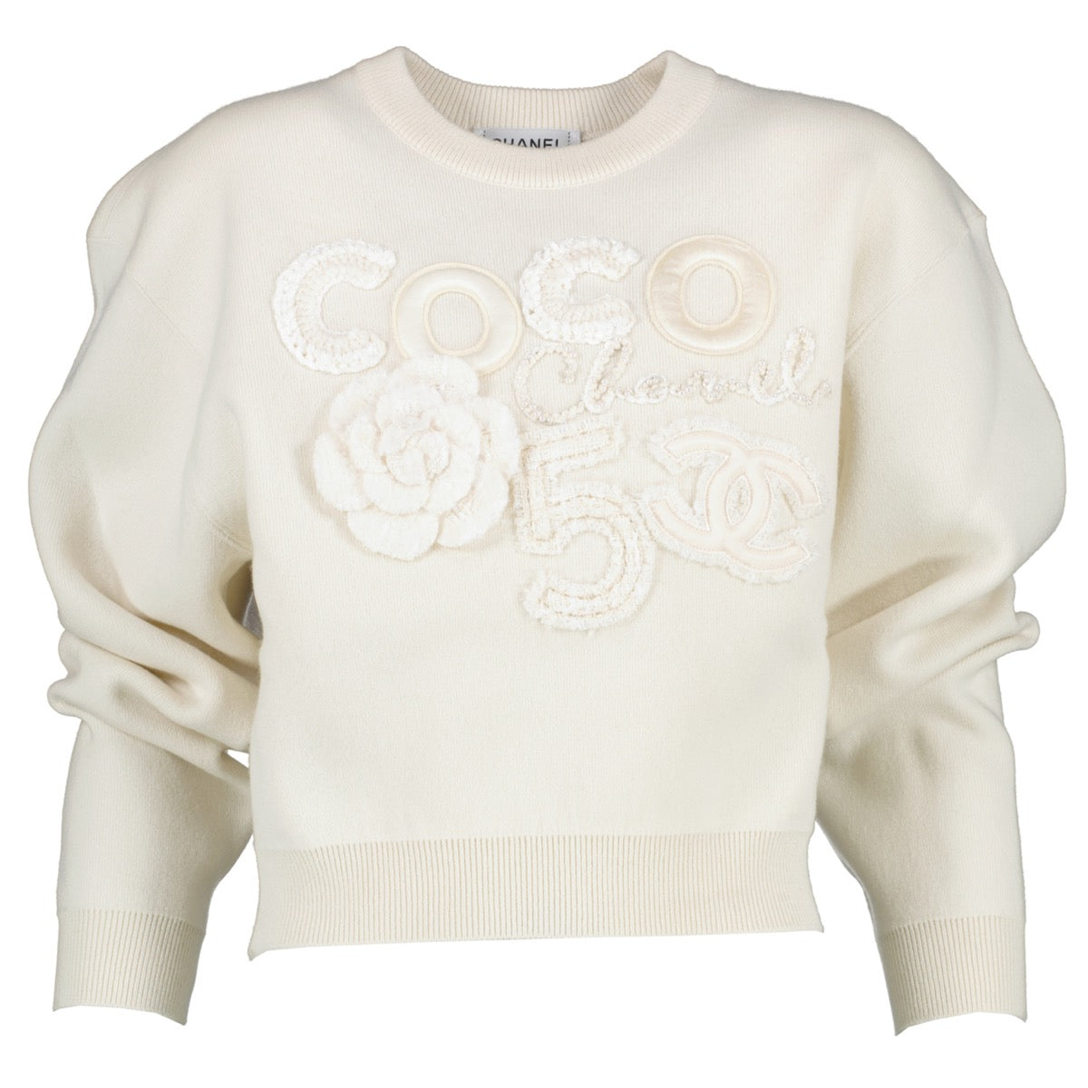 Chanel White Cashmere Crew Neck Sweater Buy this gorgeous Chanel piece here safely!