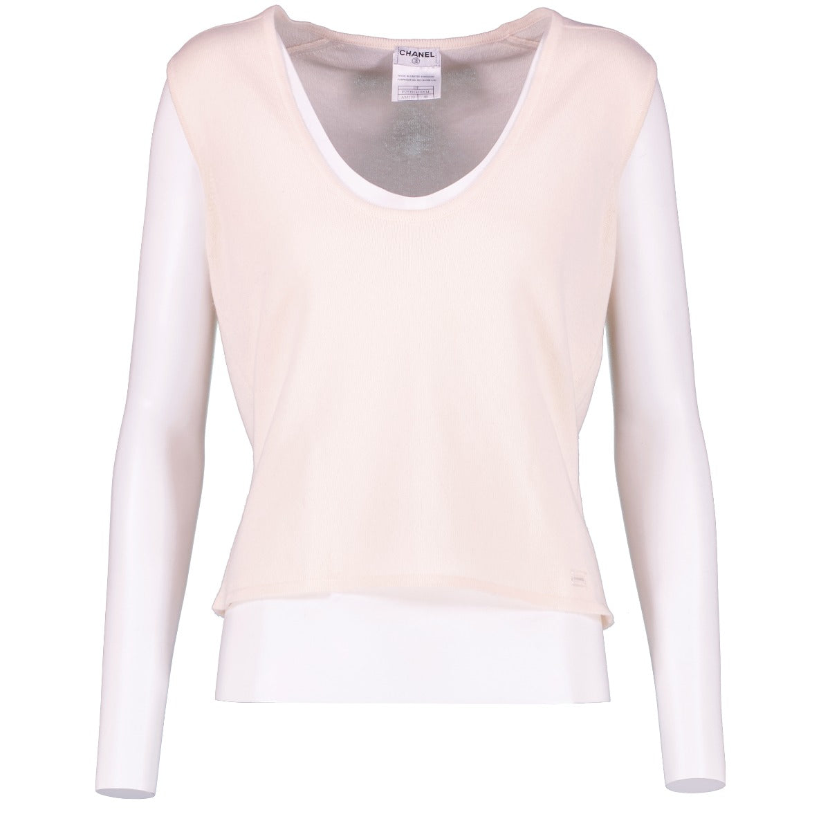 Chanel 05P Ivory Cashmere Camellia Brooches Top/Cardigan Set