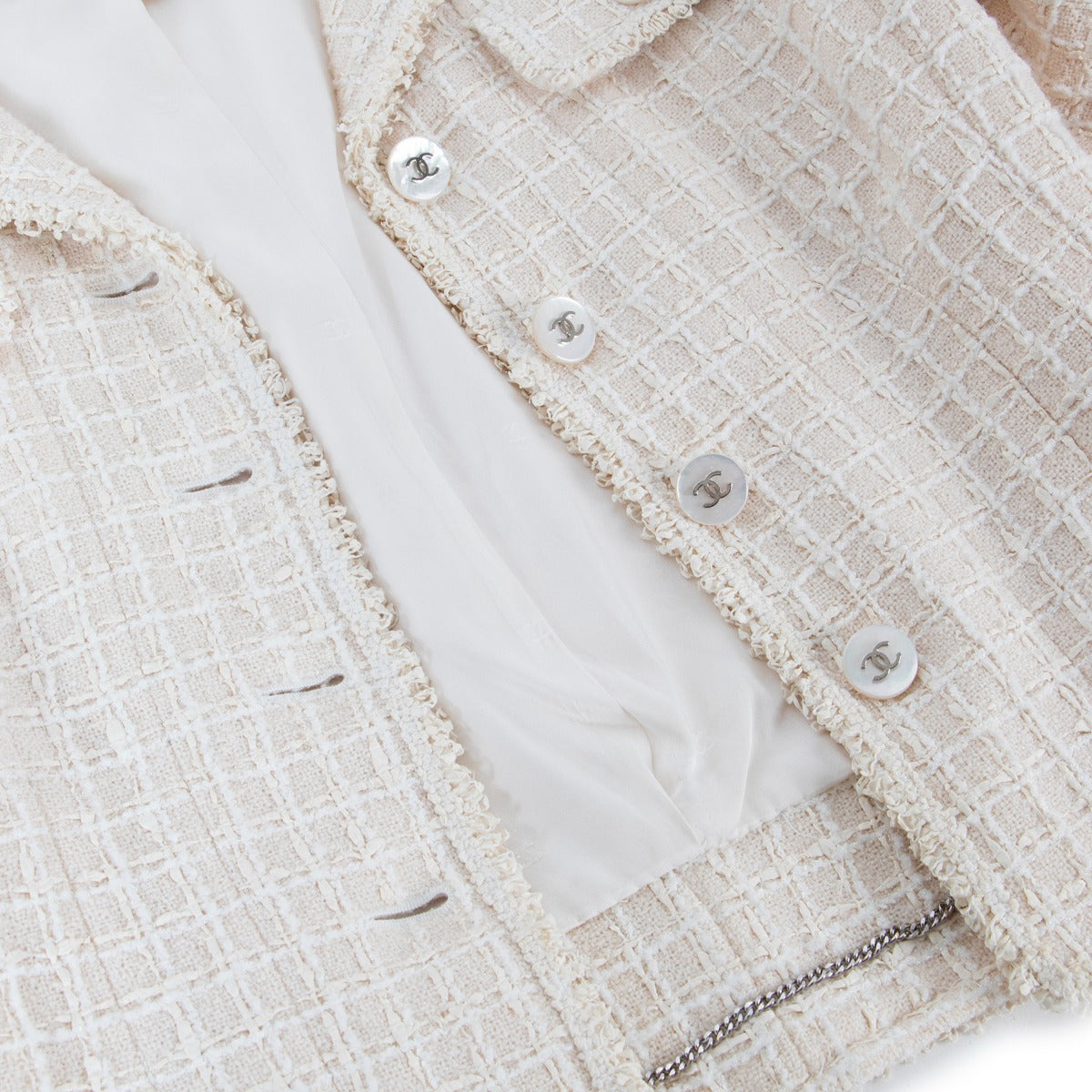Veste en tweed ivoire Chanel Printemps 1997 - Taille FR36
